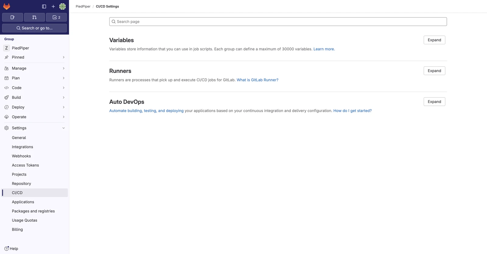 変数・ランナー・Auto DevOpsの自動化を設定するGitLab CI/CD設定ページ