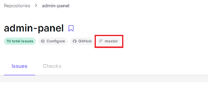 masterブランチと問題のステータスを表示するGitHub管理パネルのリポジトリ画面。