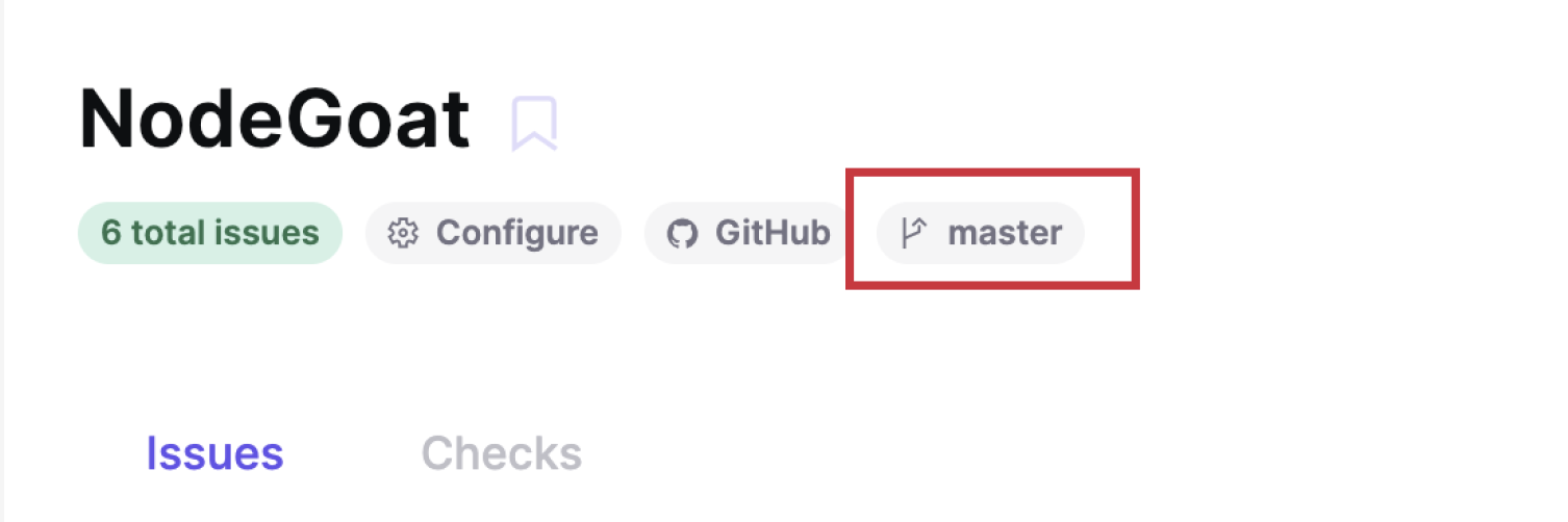 masterブランチと問題の総数を表示するNodeGoat GitHubリポジトリ画面。
