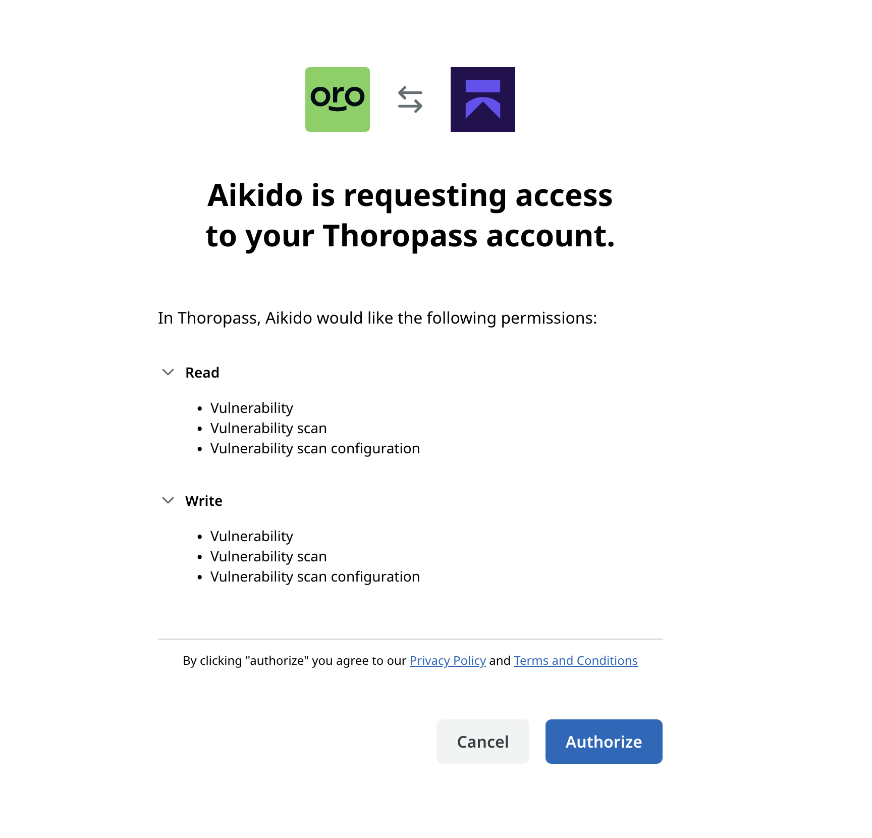 AikidoがThoropassアカウント内の脆弱性への読み取り/書き込みアクセスを要求している。