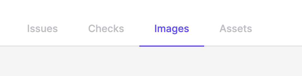 「Images」タブがハイライトされ選択されているナビゲーションメニュー。