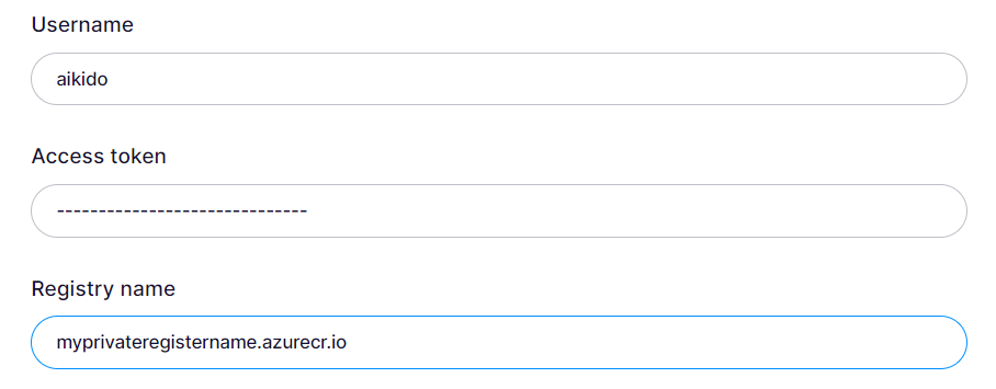 プライベートAzureコンテナレジストリにアクセスするためのログインフォーム。