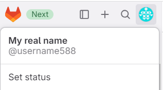 Webアプリケーションで名前、ユーザー名、ステータスオプションを表示するユーザープロフィールのドロップダウン。
