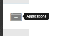 ツールチップが表示された「Applications」ラベルのサイドバーアイコン。