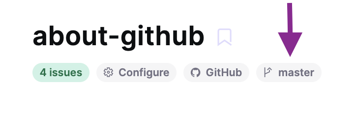 about-githubリポジトリのナビゲーションメニューでハイライトされた「master」ブランチ。