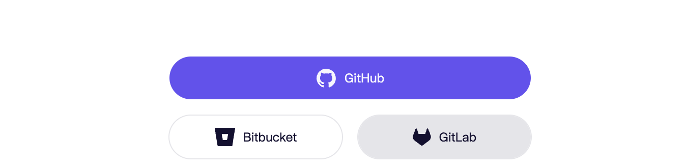 GitHub・Bitbucket・GitLabのログインオプションがボタンとして表示されている