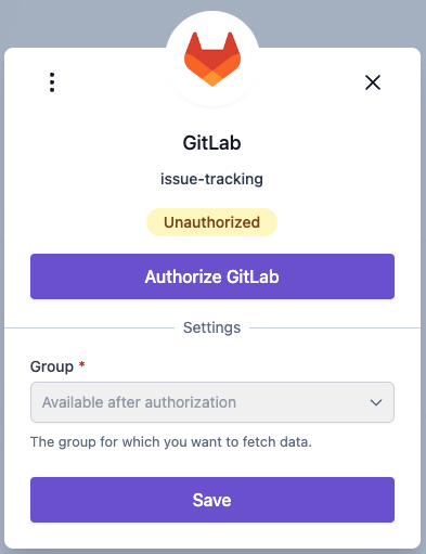 issue追跡のためのGitLab認可プロンプト。ユーザーの許可待ちの状態。