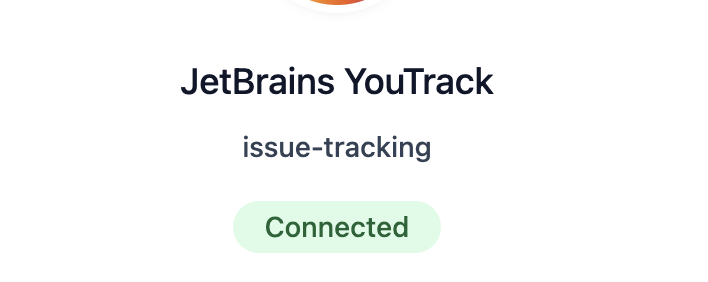 JetBrains YouTrackのissue追跡インテグレーションが正常に接続された状態。