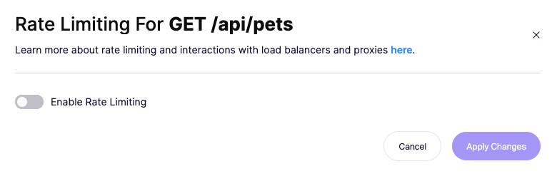 /api/v2/posts/ へのPATCHリクエストに対するレート制限を有効化・設定する画面。